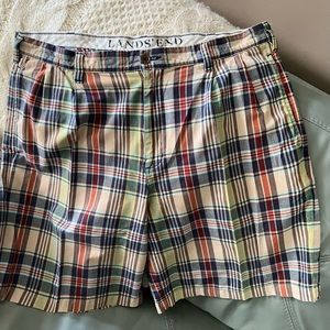 LANDS END Plaid 100% Cotton CLASSIC Preppy COMFORTABLE SHORTS 36